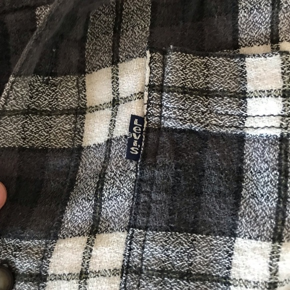 LF Furst of a Kind cropped distressed flannel black and white one size - Picture 3 of 6